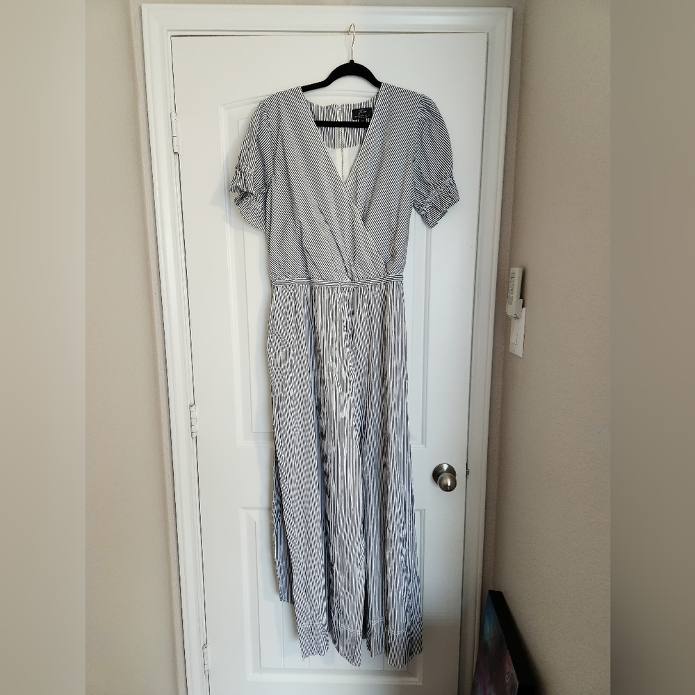 JCrew navy and white striped Jumpsuit
